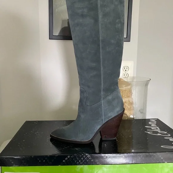 NIB Sam Edelman Gray Suede Tall Knee-High Boots - Size 9 - Picture 7 of 7